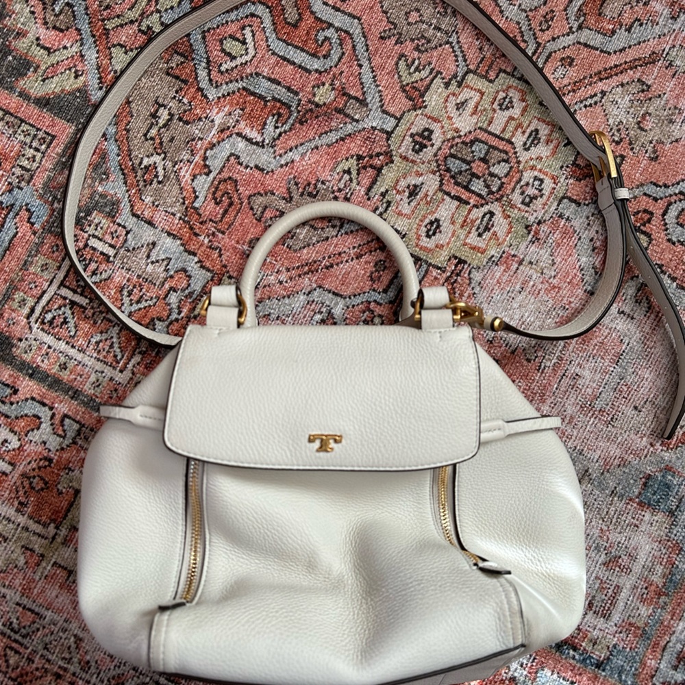 Tory Burch half moon satchel in ivory
